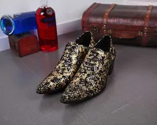 Mens italian leather shoes high heels glitter snake skin men loafers pointed toe dress shoes oxford office shoe for man brogues Mens italian leather shoes high heels glitter snake skin men loafers pointed toe dress shoes oxford office shoe for man brogues