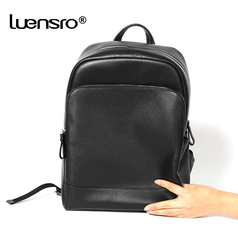 Luensro Большой Вместительный мужской рюкзак из натуральной кожи, сумка для ноутбука, Мужская школьная сумка, мужские рюкзаки в Корейском стиле, повседневная дорожная сумка