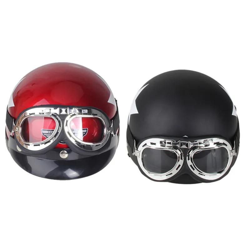 

Motorcycle Helmets Stars Pattern Helmet Black Background White Patterns Frosted Motor Helmet with Goggles for Male Female Unisex