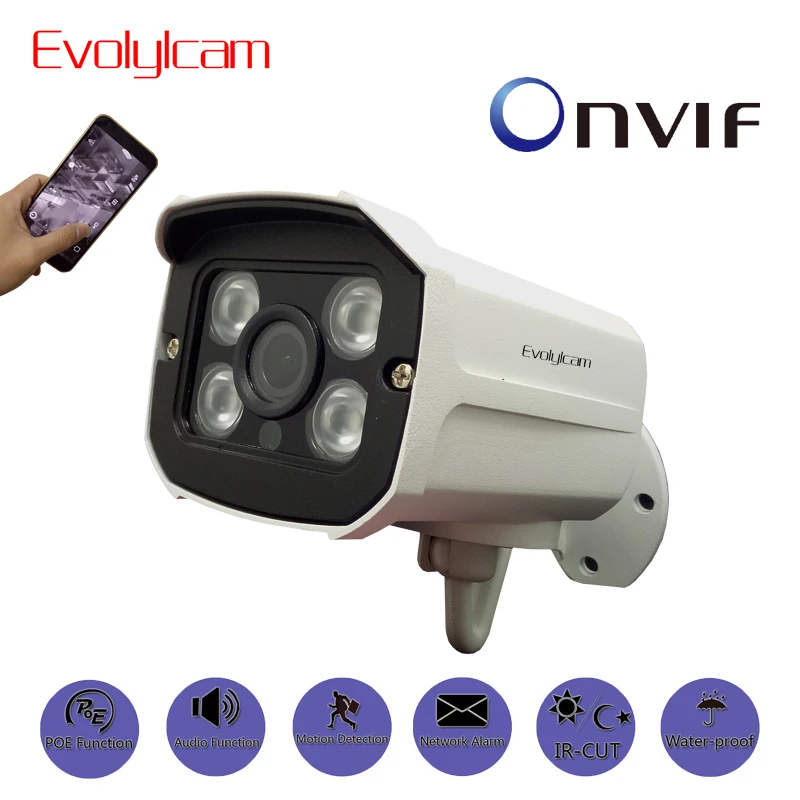 

Evolylcam POE Audio 720P 1MP/ 960P 1.3MP/ 1080P 2MP HD IP Camera Network Alarm CCTV Camera Onvif P2P Outdoor Security IR Bullet