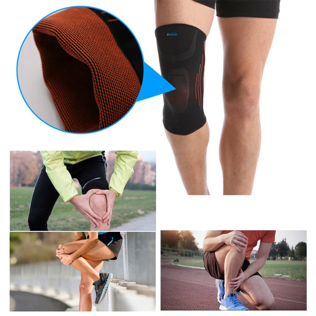 Performance Compression Knee Sleeve Brace Nylon Sport Fitness Gym Basketball Volleyball Brace Support Guard for Unisex 