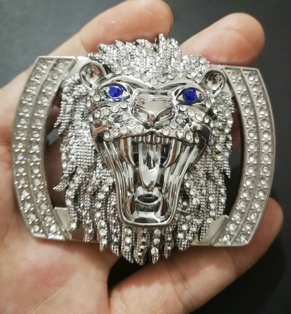 

High quality Brand lion belt buckle with diamond for the man woman leather belt of metal lion buckle hooker waist buckle