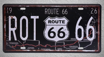 

1 pc Route 66 California Texas Arizona Us car license Tin Plates Signs garage wall man cave Decoration Metal Art Vintage Poster