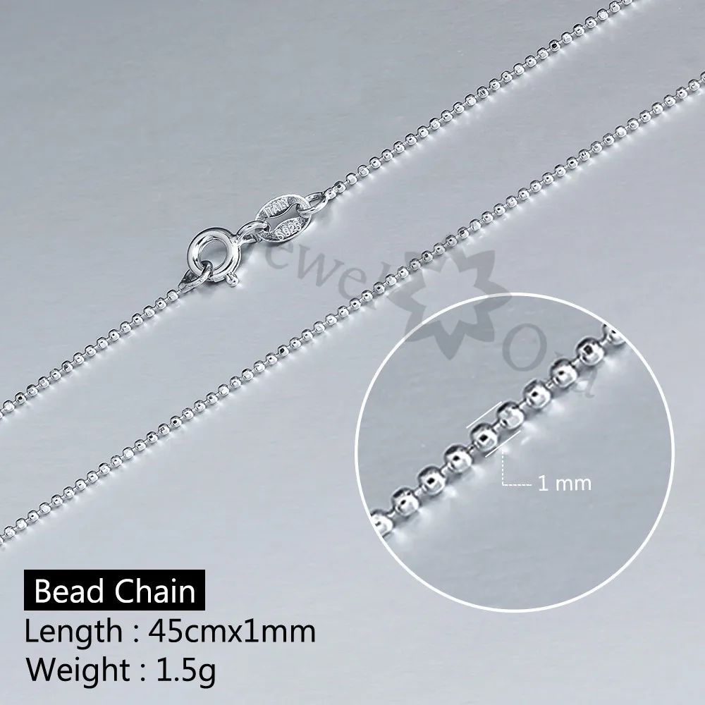 Beads Chain 925 Sterling Silver Necklaces For Women 45cm / 50cm Necklaces & Pendants Best Gift (JewelOra NE101887)