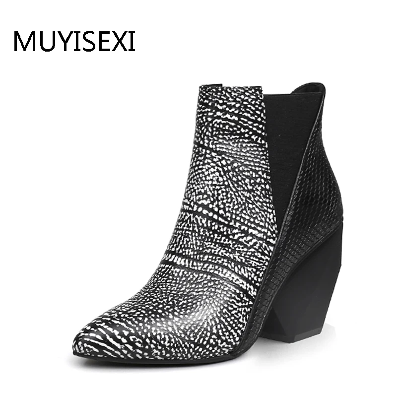 Cuir Sur Mixte Noir short Bottes Couleur Bout Talon Pointu Cheville En Chaussure Haut Véritable Femme Inside Étrange Inside No Muyisexi no Inside Femmes Plush Hl113 Slip w7Ftq88