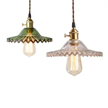 

American style Country Vintage Glass pendant lights Coffee shop restaurant single head droplight E27 LED Creative lighting