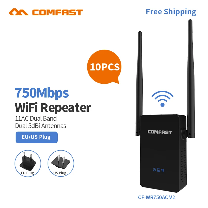 

10pcs AC750 Wifi Repeater/Router 802.11a/b/n/ac Dual Band WIFI Range Extender wifi signal amplifier 2*5dbi External Antennas
