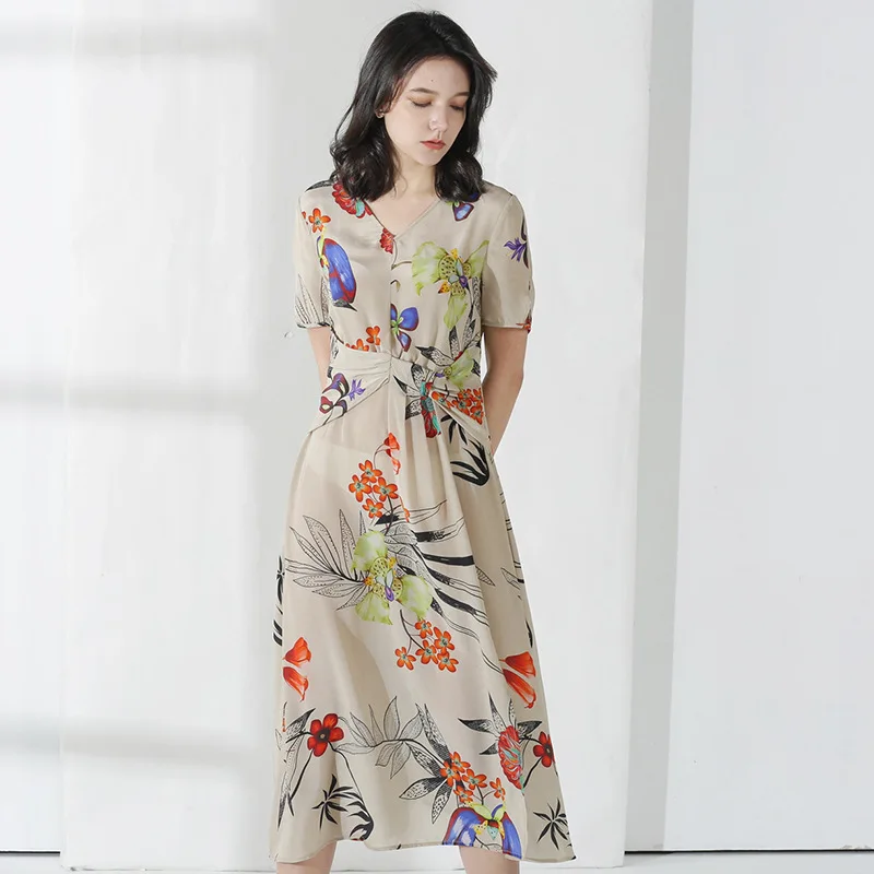 

silk dress sunflower 2019 women summer dresses bohemian beach plus size maxi plus size long robe sexy beige floral elegant