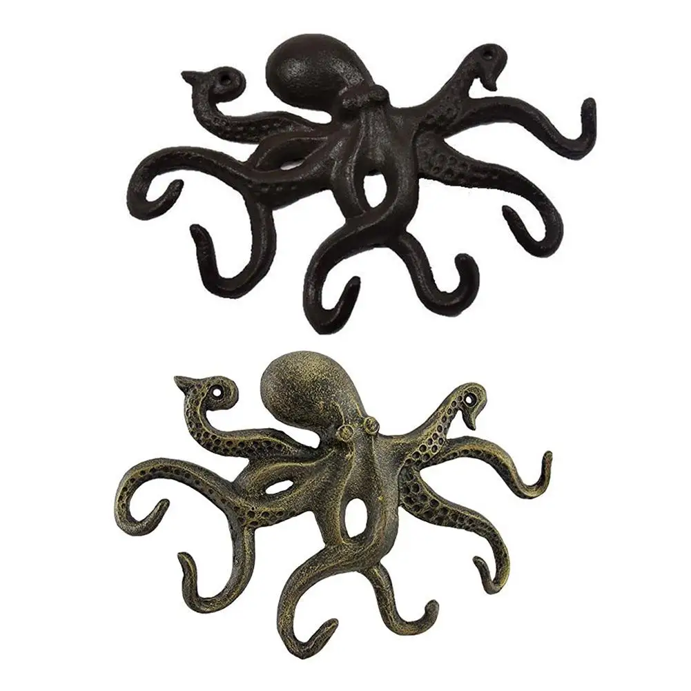 Key Rack Nautical 2 Heavy Cast Iron Octopus Towel Hanger Coat Hooks Hat Hook
