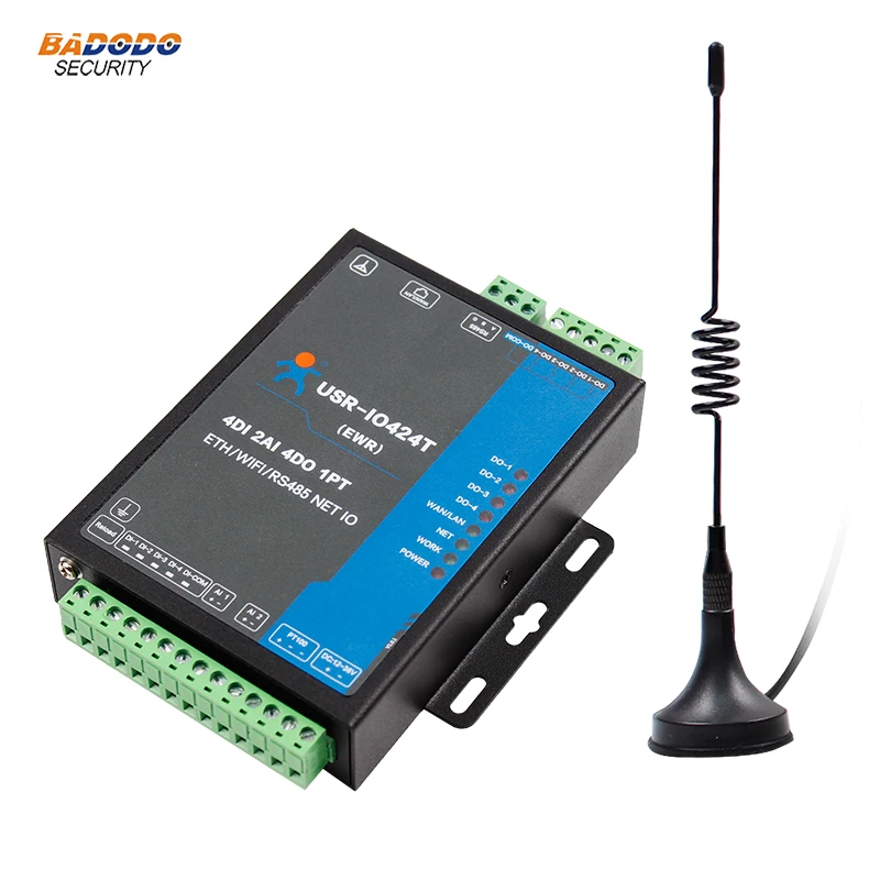 

USR-IO424T-EWR 4-way network IO controller 4 DI 2 AI 4 DO 4 relay output remote control by Ethernet WiFi ( replace USR-WIFIIO-83