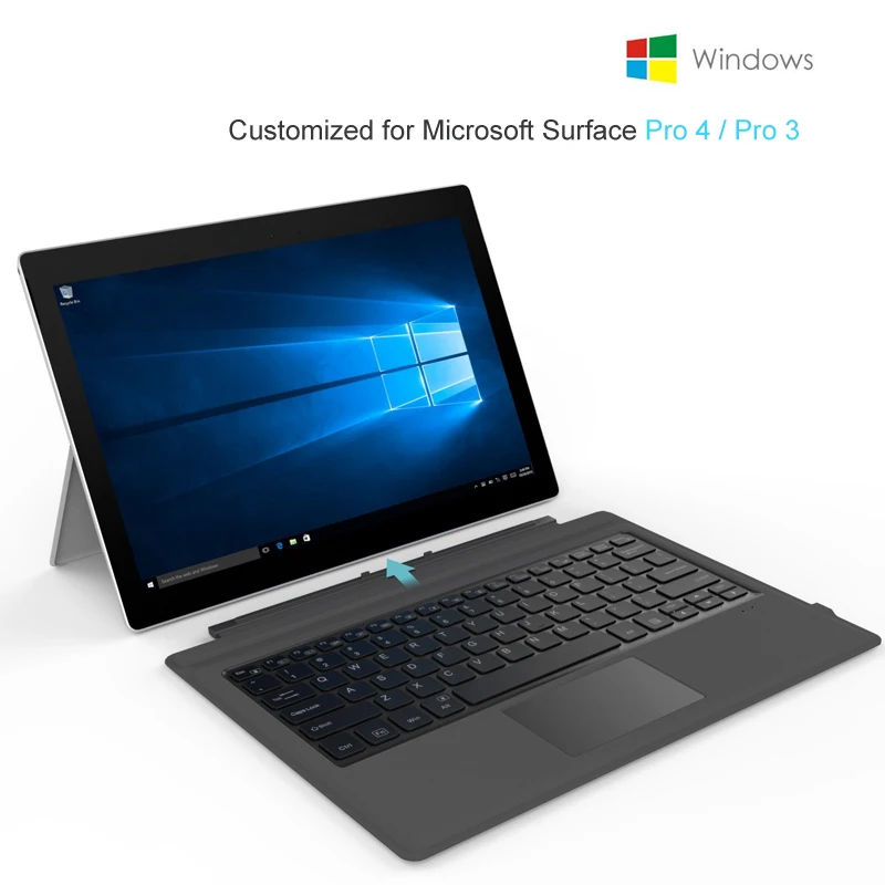 B. o. w Keybaord для microsoft Surface Pro 4/Pro 3 тонкий Backlits беспроводной Bluetooth чехол с трекпадом + 750