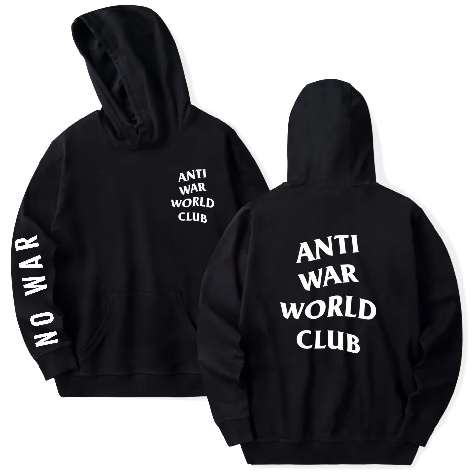 Толстовка LUCKYFRIDAYF с надписью Anti War World Club худи новый дизайн Повседневная в стиле