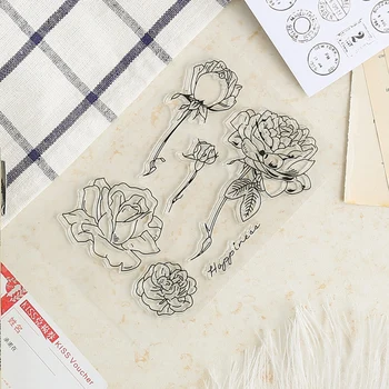 Винтажная роза прозрачный силиконовый прозрачный штамп для скрапбукинга DIY ремесло украшение Мягкая Печать Канцтовары для детей