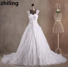 Elegant Lace Ball Gown Wedding Dresses Organza Ruffles Chapel Train Bridal Wedding Gown Bride Dress Custom Size Color