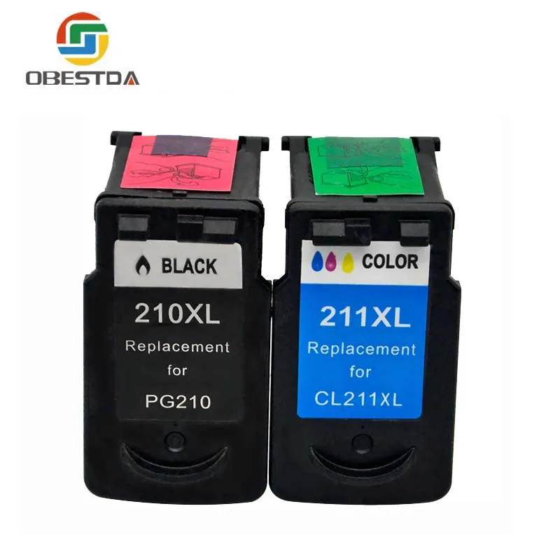 Obestda PG210 CL211 чернильный картридж совместим с Canon PG-210 CL-211 PG210XL CL211XL MP240 MP270 MP480 MP490 - Цвет: 210 211 2pcs