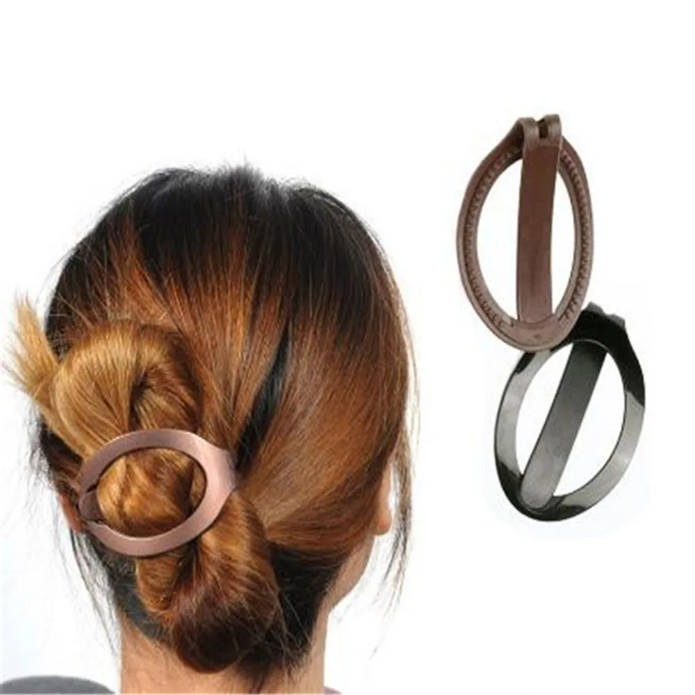 1pc Women Girls Soft Plastic Hair Clip Bun Maker Barrette Styling