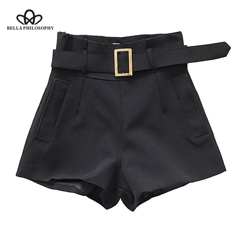 2019 Korean Summer Shorts Buckle Belt Office Lady High Waist Shorts Women Streetwear pantalones cortos mujer Wonder Store