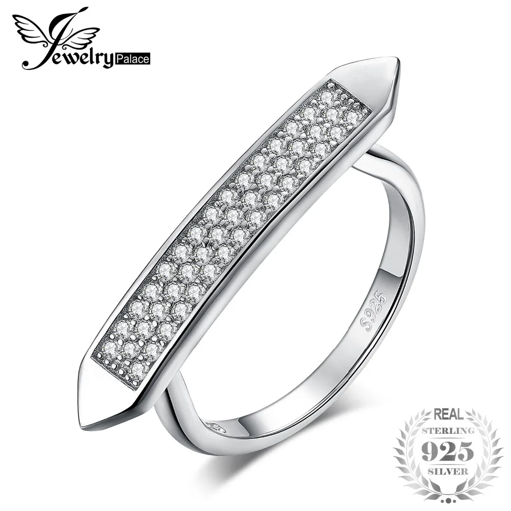 

JewelryPalace 925 Sterling Silver CZ Pave Cubic Zirconia Statement Ring Modern Art Deco Geometric For Women New Hot Sale