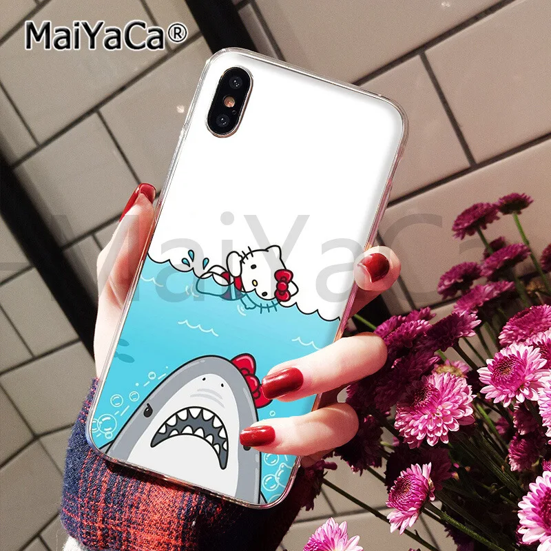 MaiYaCa милый розовый hello kitty черный ТПУ чехол для телефона чехол для iphone 11 pro 5Sx 6 7 7plus 8 8Plus X XS MAX XR