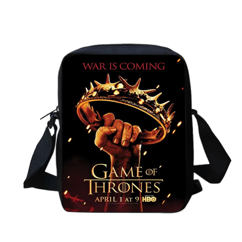 

New Game of Throne Shoulder Bags Boys Girls School Bags Fire and Blood Women Handbags Portable Small Bao Bao Crossbody Bags Male