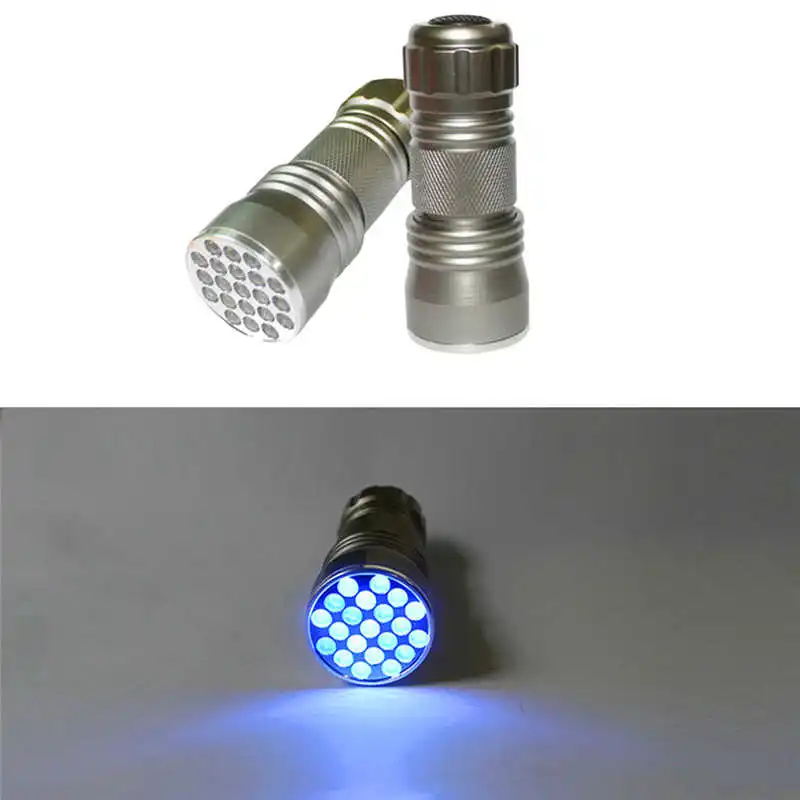 SUPER BRIGHT powerful led flashlight 21 LED UV Multifunction Mini Aluminum Ultra VioletI Flashlight BY AAA BATTERY #3S28 (1)