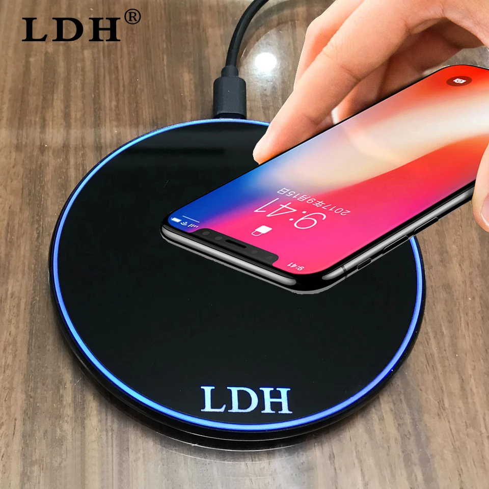 LDH 10 Вт 7,5 Вт Qi Беспроводной Зарядное устройство для iPhone X XS Max XR 8 плюс быстрая Беспроводной зарядки для samsung galaxy S9 S8 Note 9 8 S7+ край