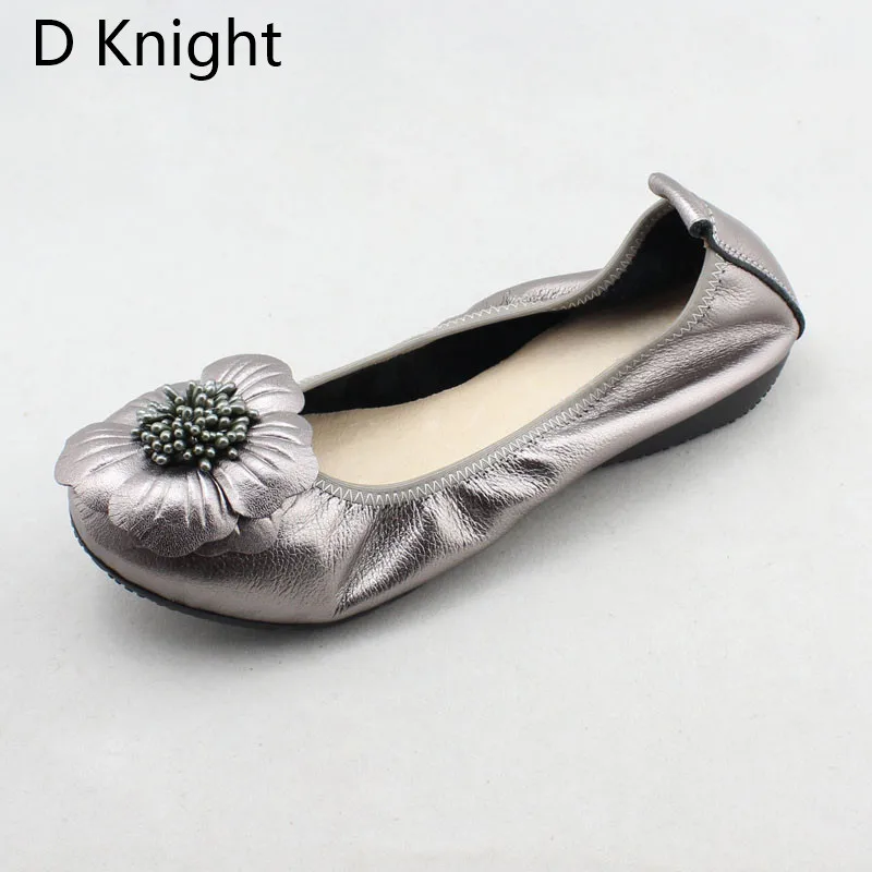 2018 Spring Women Flats Shoes Women Genuine Leather Shoes Woman Ballet Flats Flower Round Toe Loafers Slip On Ballerines Flats  (16)