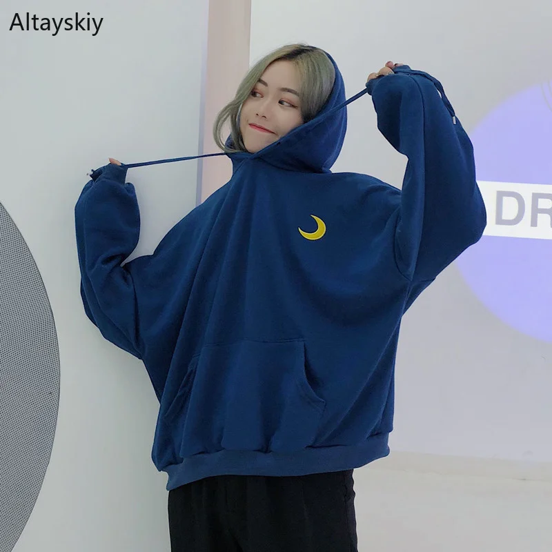 Women Hooded Printed Simple Korean Style Leisure Soft Pullovers Womens Daily Sweatshirts