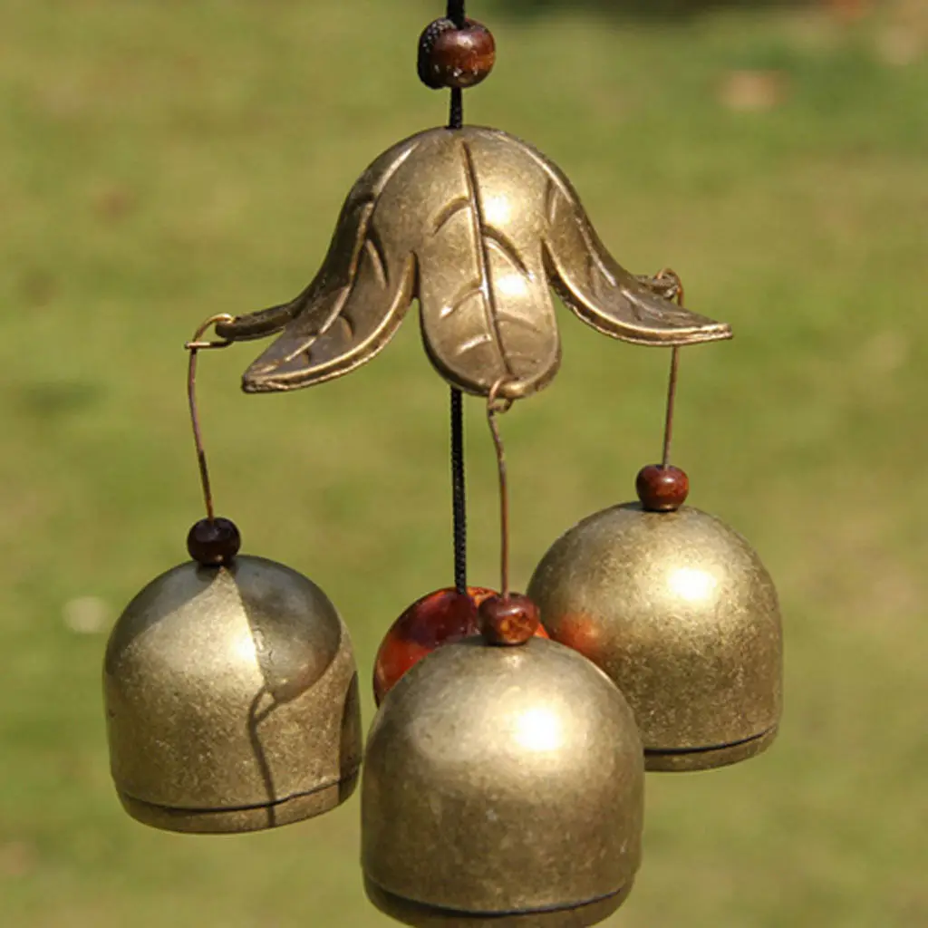 Chinese Fish Lotus Pond Metal Bell Lucky Feng Shui Hanging Charm Wind Chime