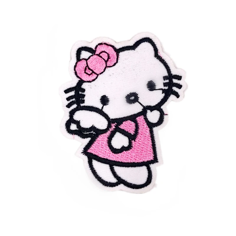 

1Pcs Hello Kitty Cartoon Patches For Clothing Iron On Embroidered Sew Applique Patch Fabric Badge Garment DIY Patches Stickers