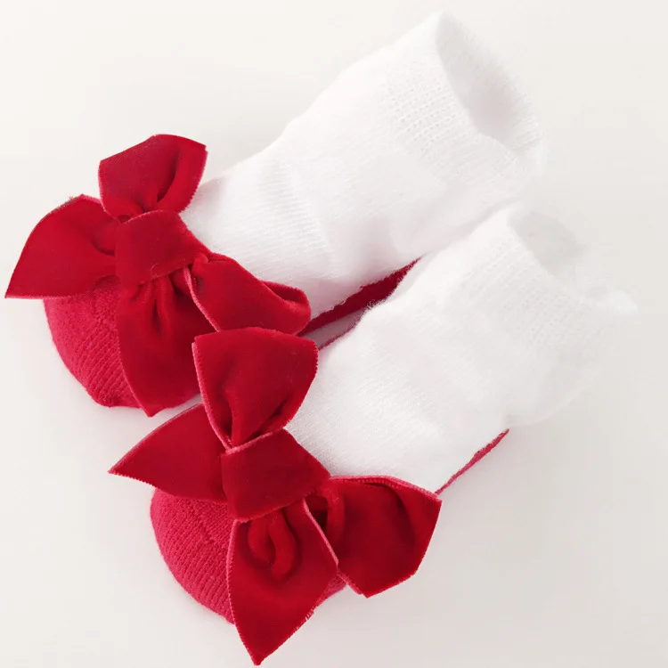 Mery/носки для малышей носки для маленьких девочек в балетном стиле с кружевными цветами и бантом Meias, одежда для малышей Одежда для новорожденных, на день рождения, vestido infantil, для детей от 0 до 24 месяцев - Цвет: 003 Red