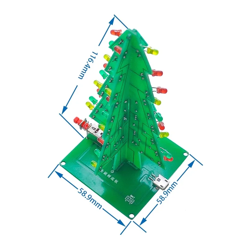 

Three-dimensional color christmas tree LED water lamp flash tree electronic DIY production spare parts kit For arduino