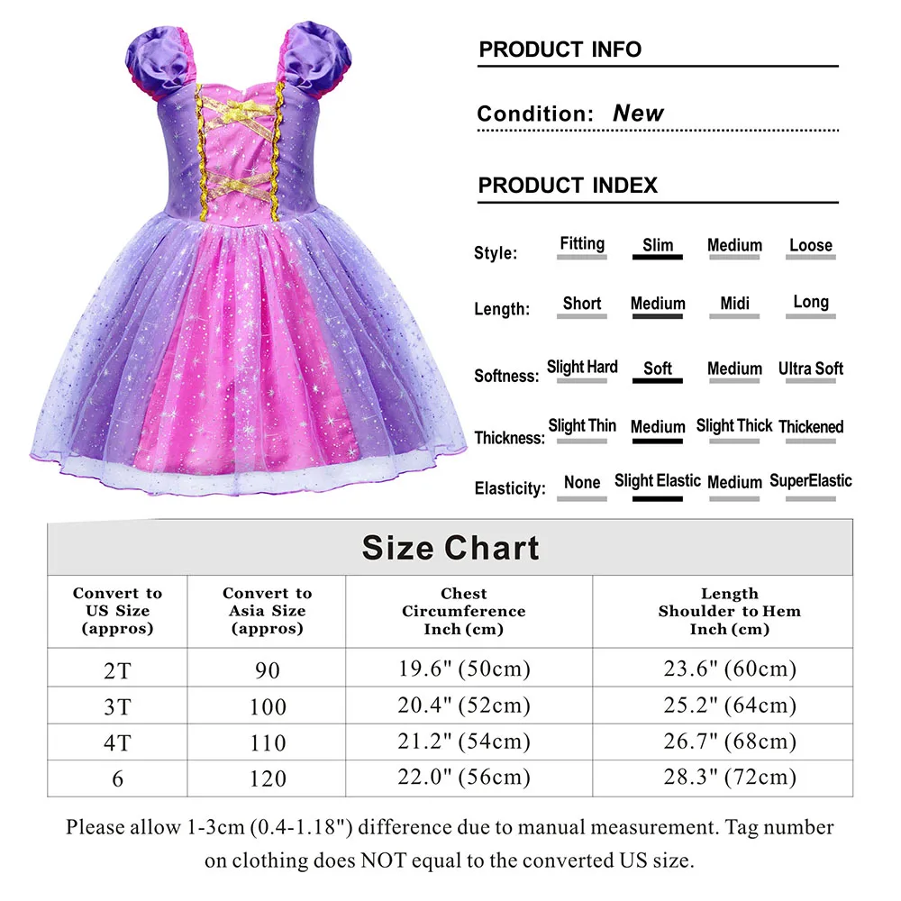 Платье принцессы Рапунцель для маленьких девочек; карнавальный костюм на день рождения; кружевное рождественское бальное платье на Хэллоуин; детское платье-пачка; одежда