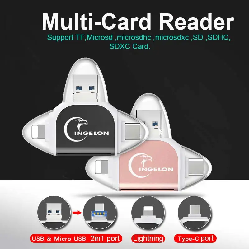 Переходник картридер Smart type c Micro SD card reader Lector De Tarjeta карта памяти USB адаптер e-Reader для iPhone 11x5 6 7 8 iPad кардридер otg кард-ридер переходник usb micro sd usb reader аксессуары для ноутбука