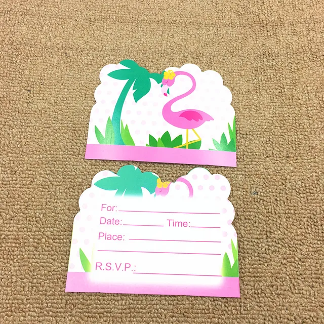 10pcs lot flamingo invitations kids birthday party favors flamingo