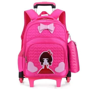 

high quality Climb the stairs luggage 3D child cartoon school bag students rolling suitcase Children travel backpack Pencil case