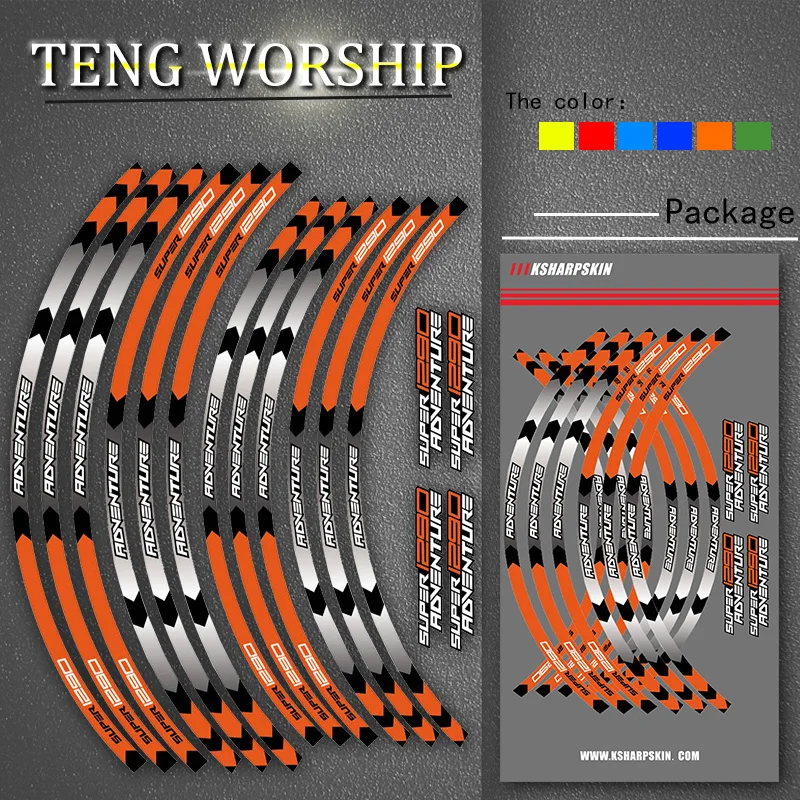 

Motorcycle front and rear wheels Edge Outer Rim Sticker Reflective Stripe Wheel Decals For 2017 KTM 1290 SUPER ADV R/S/T