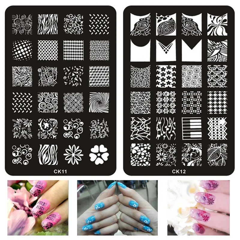 

1Pcs Big Size (9.5*14.5cm) Rectangle Nail Stamping Plates French Tips Flower Pattern Stamp Plates For Stamping Templates CK01-22