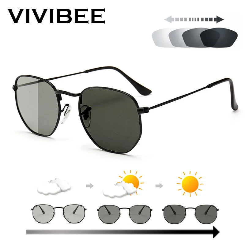 

VIVIBEE Oval Women Fashion Photochromic Sunglasses Polarized Ladies Metal Gold Frame Sun Glasses 2019 Trending Female Shades