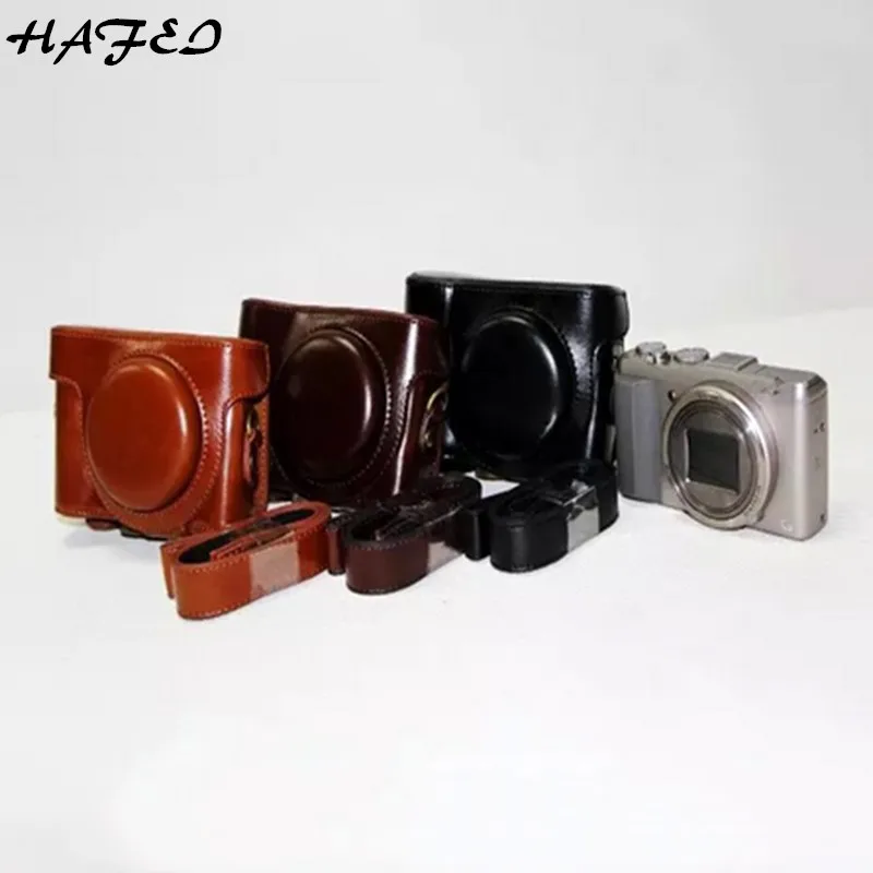 Goedkoop HAFEI Hot PU Leer Camera Tas Cover Voor Sony Cyber shot DSC HX60 DSC HX50V DSC HX60 HX50V HX30 Geen Logo Bruin Koffie