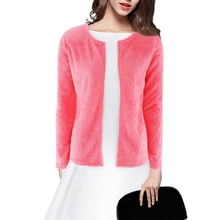 Женский весенне-осенний однотонный обычный длинный рукав кардиганы с круглым вырезом свитер теплый мягкий Модный повседневный элегантный Топ Верхняя одежда 6Q1959