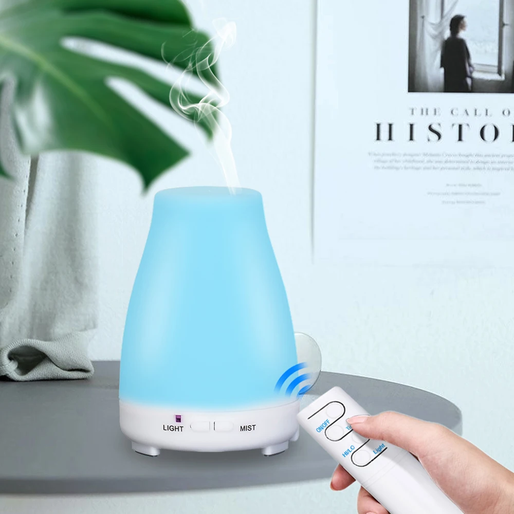 

200ML Air Humidifier Aromatherapy Essential Oil Diffuser With Remote Control Aroma Diffuser 7 Changing Color LED Lights For Home