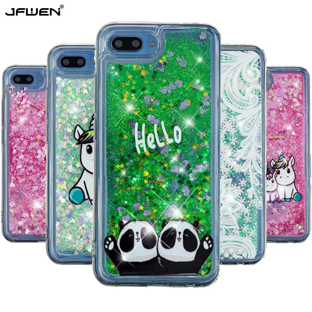 

JFWEN Silicone Phone Cases For Huawei Honor 10 Case Soft TPU Liquid Glitter Relief Cover For Huawei Honor 10 Case Covers Coque