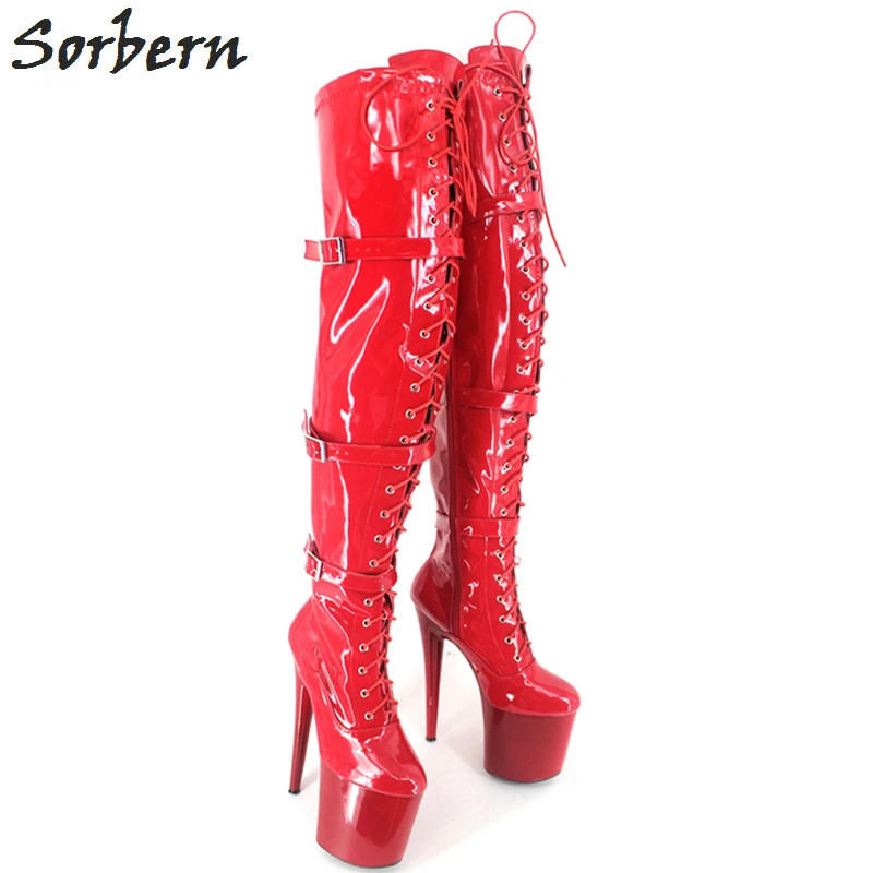 red lace thigh high boots
