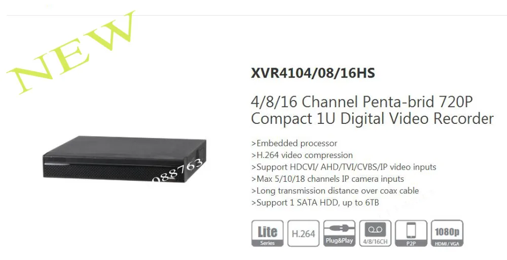 

DAHUA 4/8/16 Channel Penta-brid 720P Compact 1U Digital Video Recorder Without Logo XVR4104HS/XVR4108HS/XVR4116HS