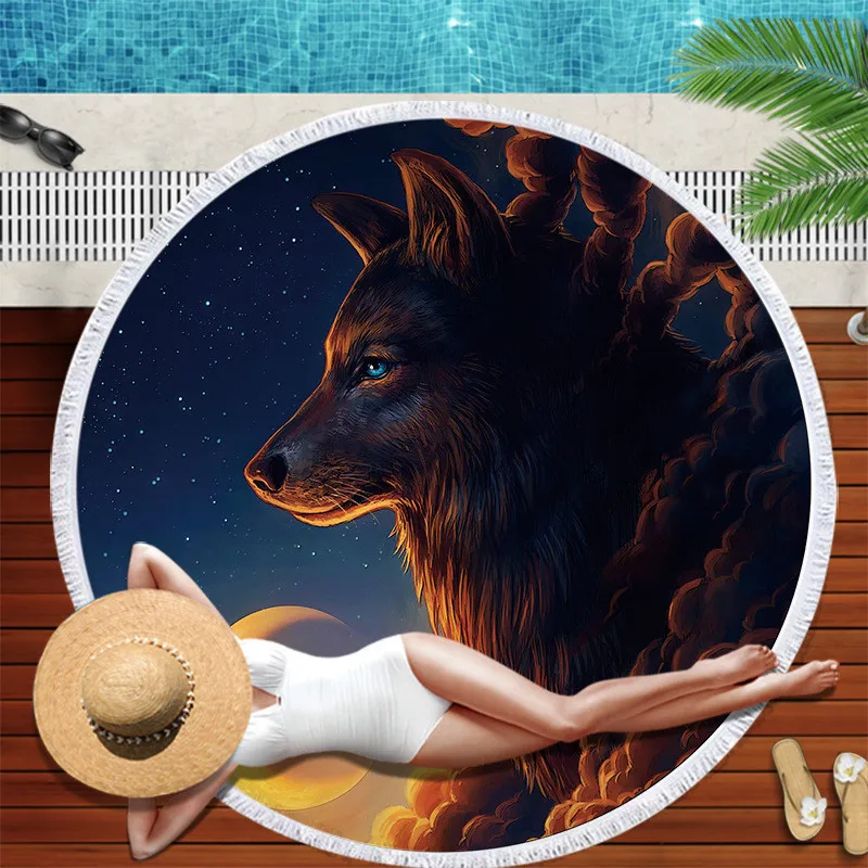 summer sun cool Beach Towel Round Beach Blanket Oversized Purple Circle Tablecloth Beach Mat Roundie Tapestry Freestyle Apr19 (5)