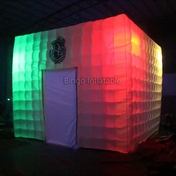 

2017 5mL*5mW*4mH Inflatable marquee tents Inflatable cube camping tent White Square lighting tent with led lights toy tent