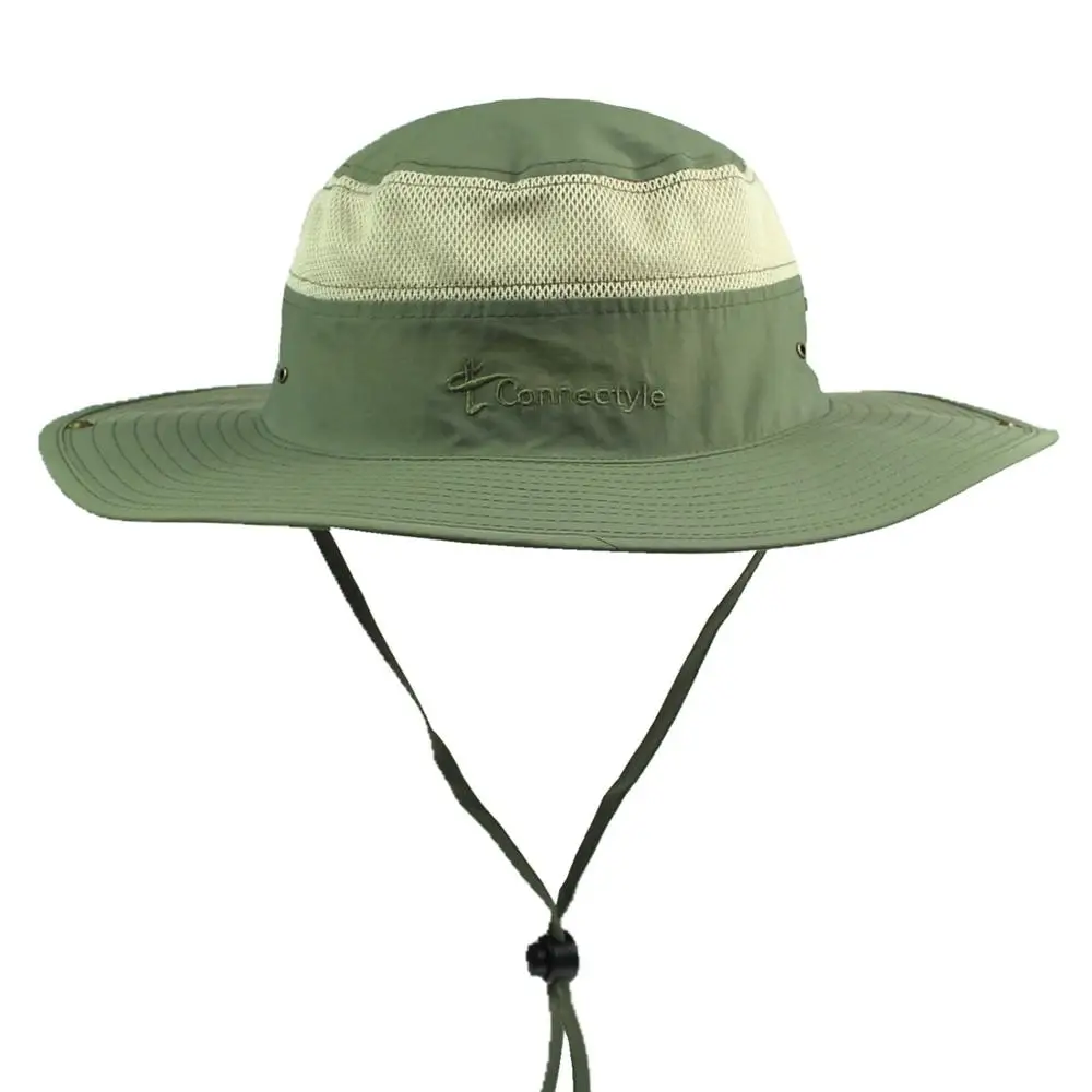 Соединительная Мужская Женская Солнцезащитная шляпа UPF 50+ с широкими полями, Панама, ветрозащитные шляпы для рыбалки - Цвет: Light Army Green