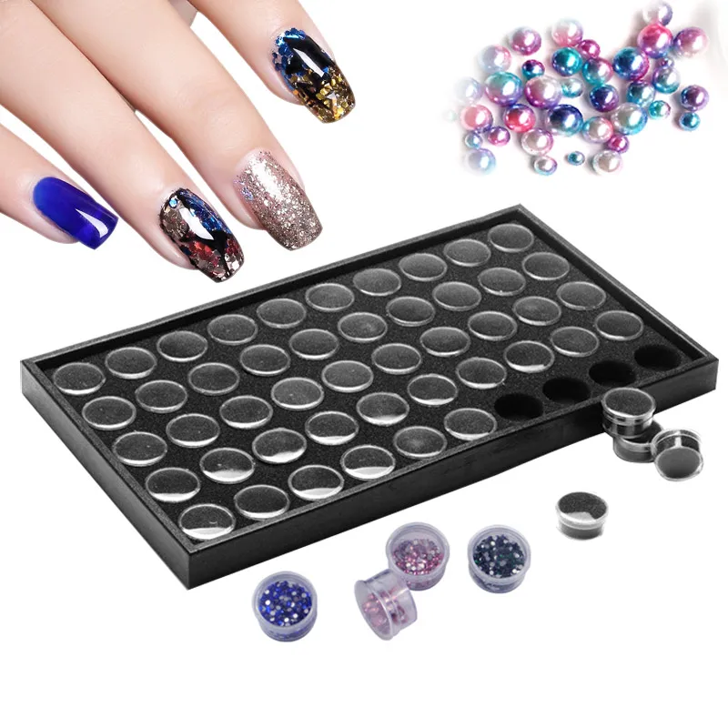 

2017 50 Pots Nail Art Manicure Empty Glitter Dust Powder Jewelry Display Box Cases Decorations Storage Plate Tool