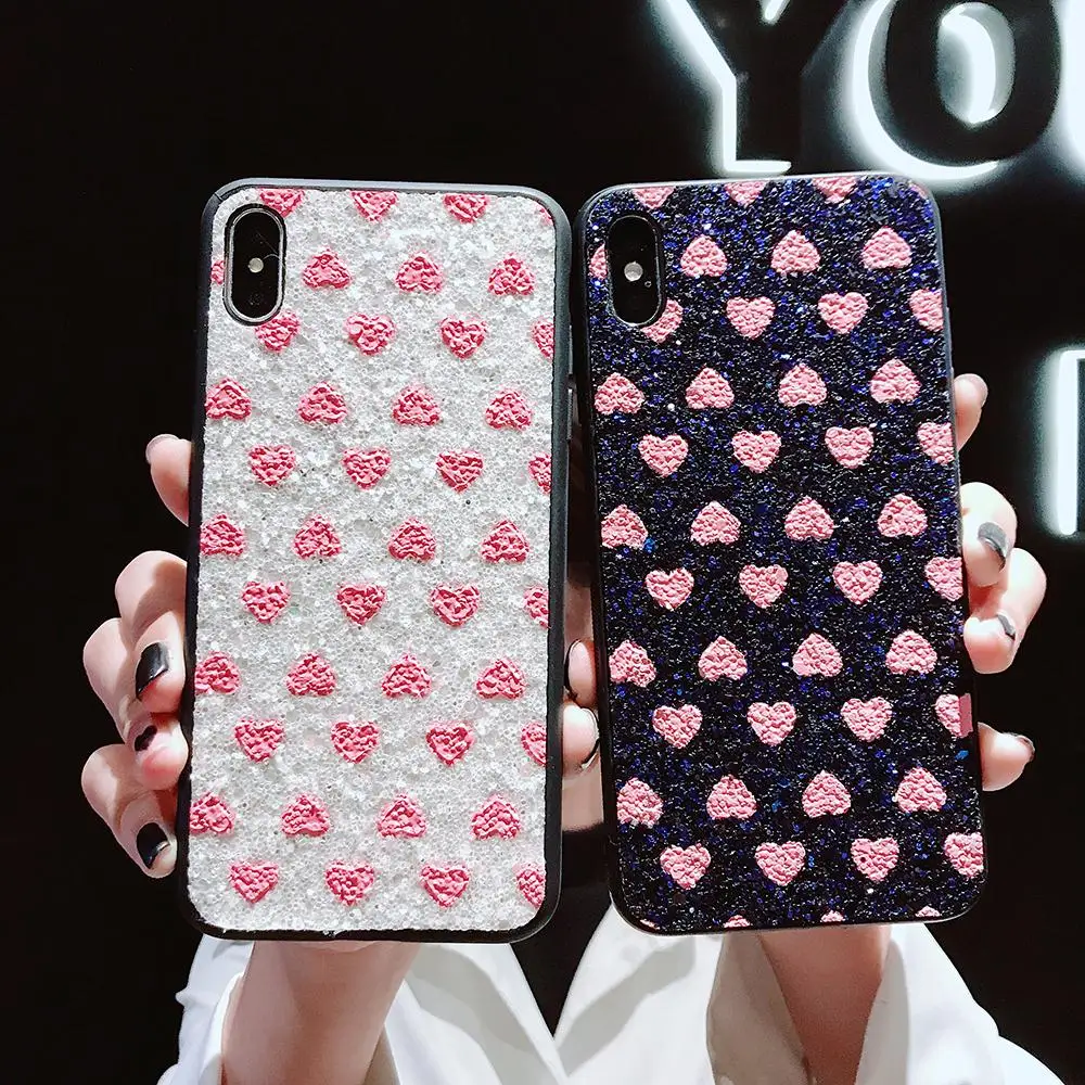 Милый Блестящий блестящий чехол с сердцем для iPhone 11 Pro X XS Max XR 6 6s 7 8 Plus 5 5S Samsung Note 10 S10
